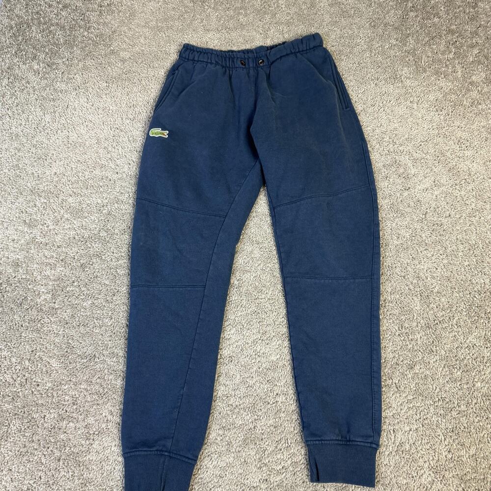 Lacoste Pants Mens L Blue Sport Jogger Fleece Elastic Waist Drawstring